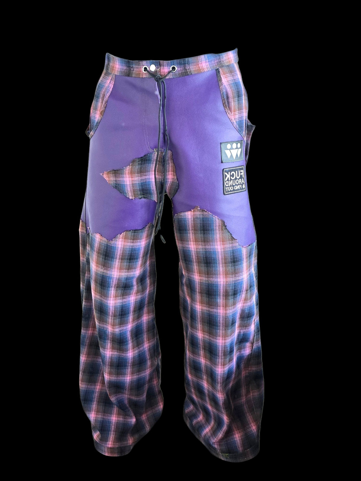 Leather purple plaid